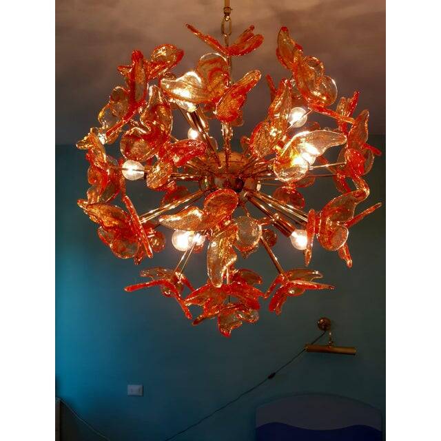 Italian Handmade Butterfly Sputnik Murano Style Glass Chandelier