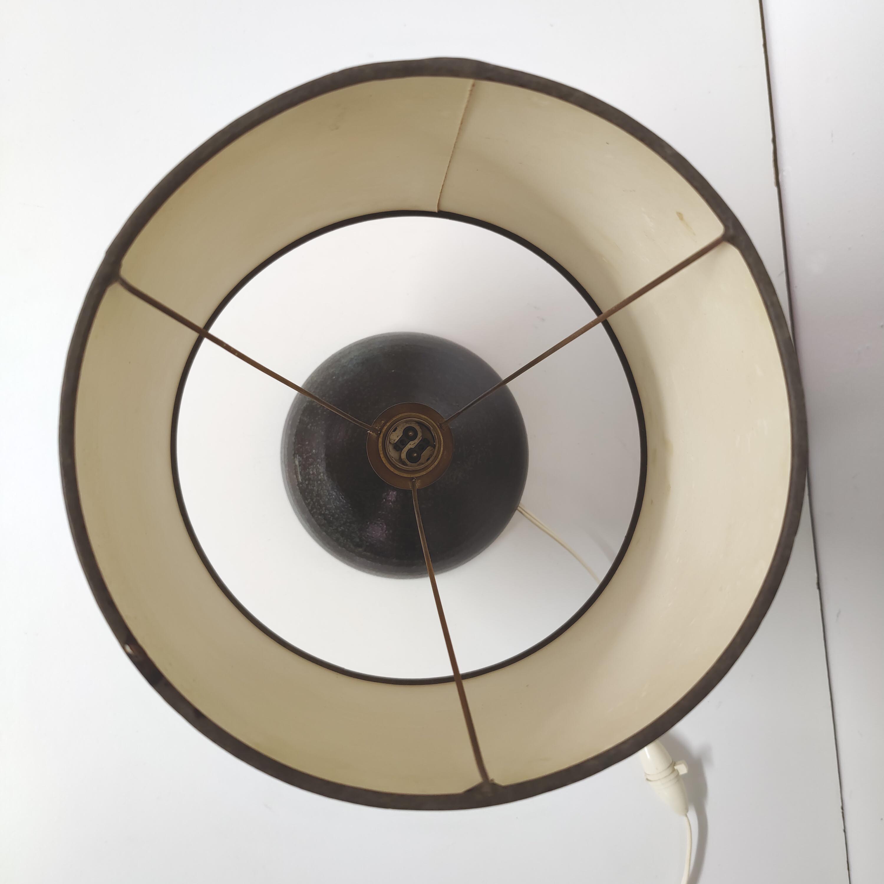 Vintage ceramic lamp signed F. Comte lampshade flowers