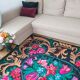 Tapis floral en laine de Moldavie de style bohème - 182×208 cm