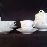 Limoges, Camille Tharaud - Coffee service for 8 people. in Limoges porcelain, “Swan” decor