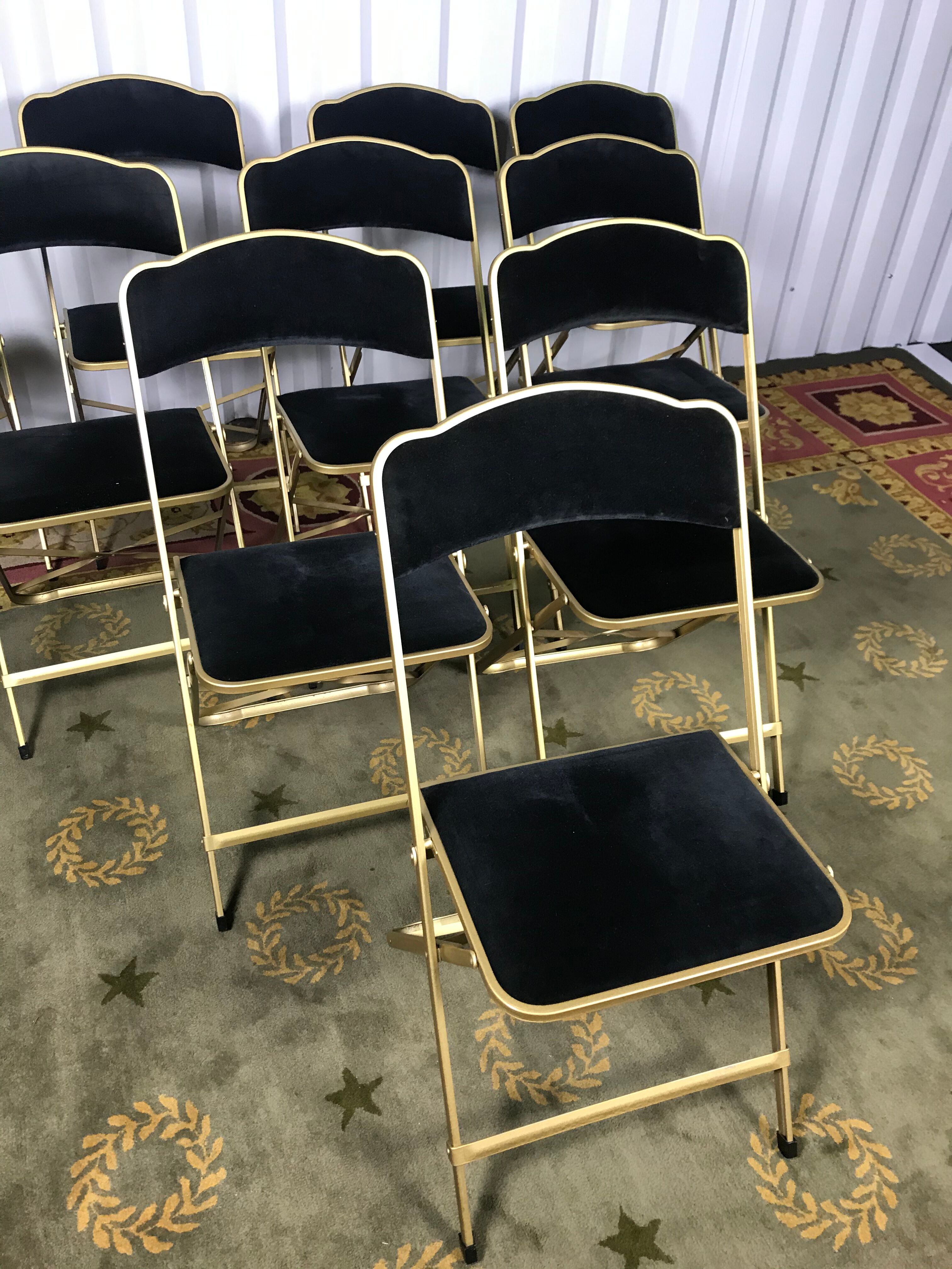 10 foldable black velvet event chairs