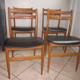 4 Scandinavian chairs teak and skai 1960