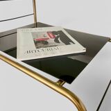 Modernist coffee table in metal and smoked glass