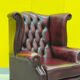Burgundy leather chesterfield wing chair (Price is for one)