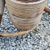 Rattan and bamboo plant holder from the 50s