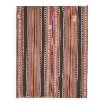 1970s Turkish Hand-Knotted Wool Cotton Orange Kilim Area Rug 150x192