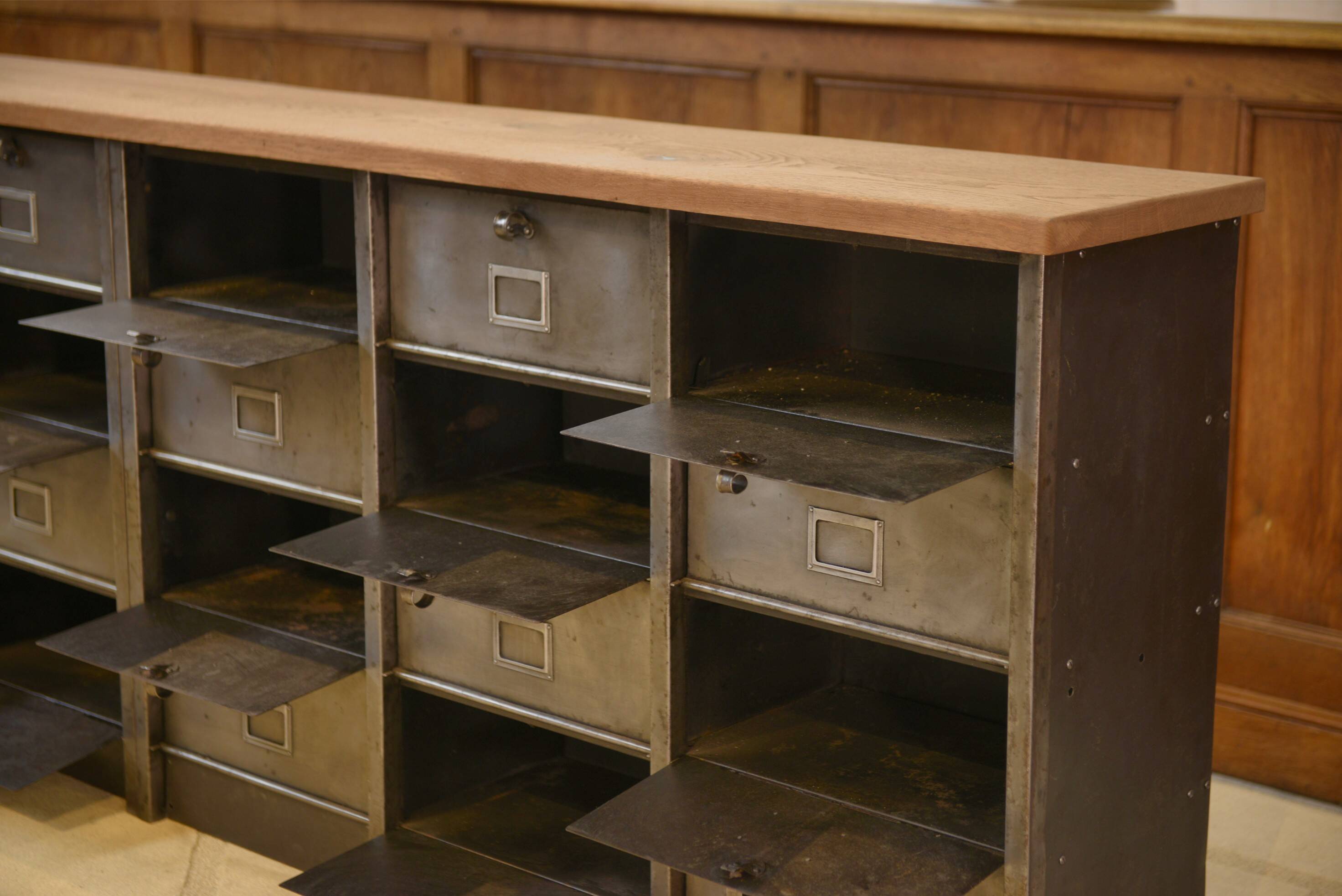 Strafor cabinet with flaps, 6 columns, oak top, 1950s.