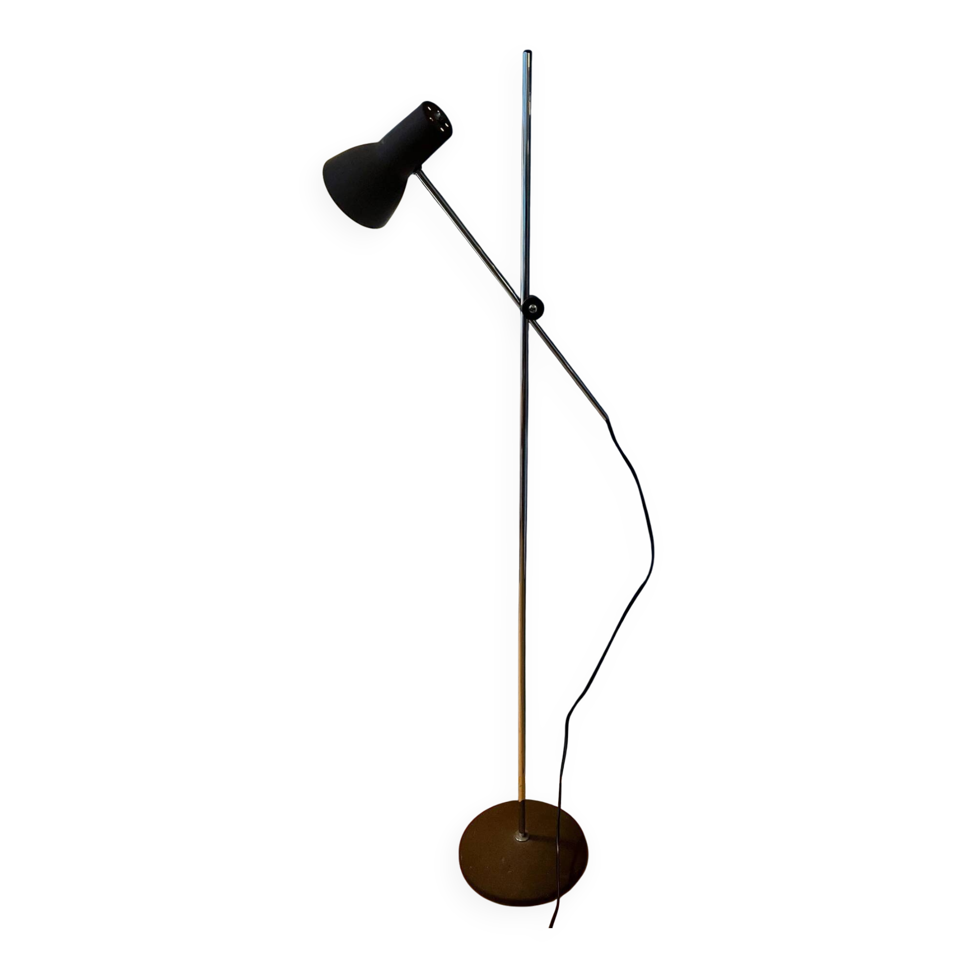 Lampadaire marron réglable du milieu du siècle