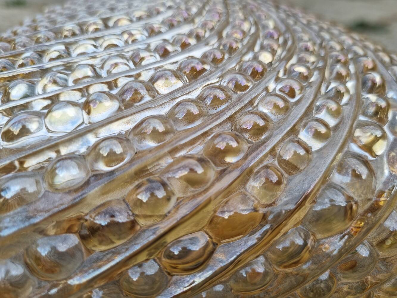 Square amber ceiling light, bubbles, vintage, 60s