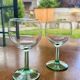 Paire de verres à pied verts – style vintage rustique