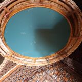 Ceruse grey rattan mirror, 59 cm