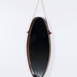 Miroir ovale scandinave en teck des années 60