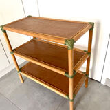 Low bamboo and rattan shelf from the 80s