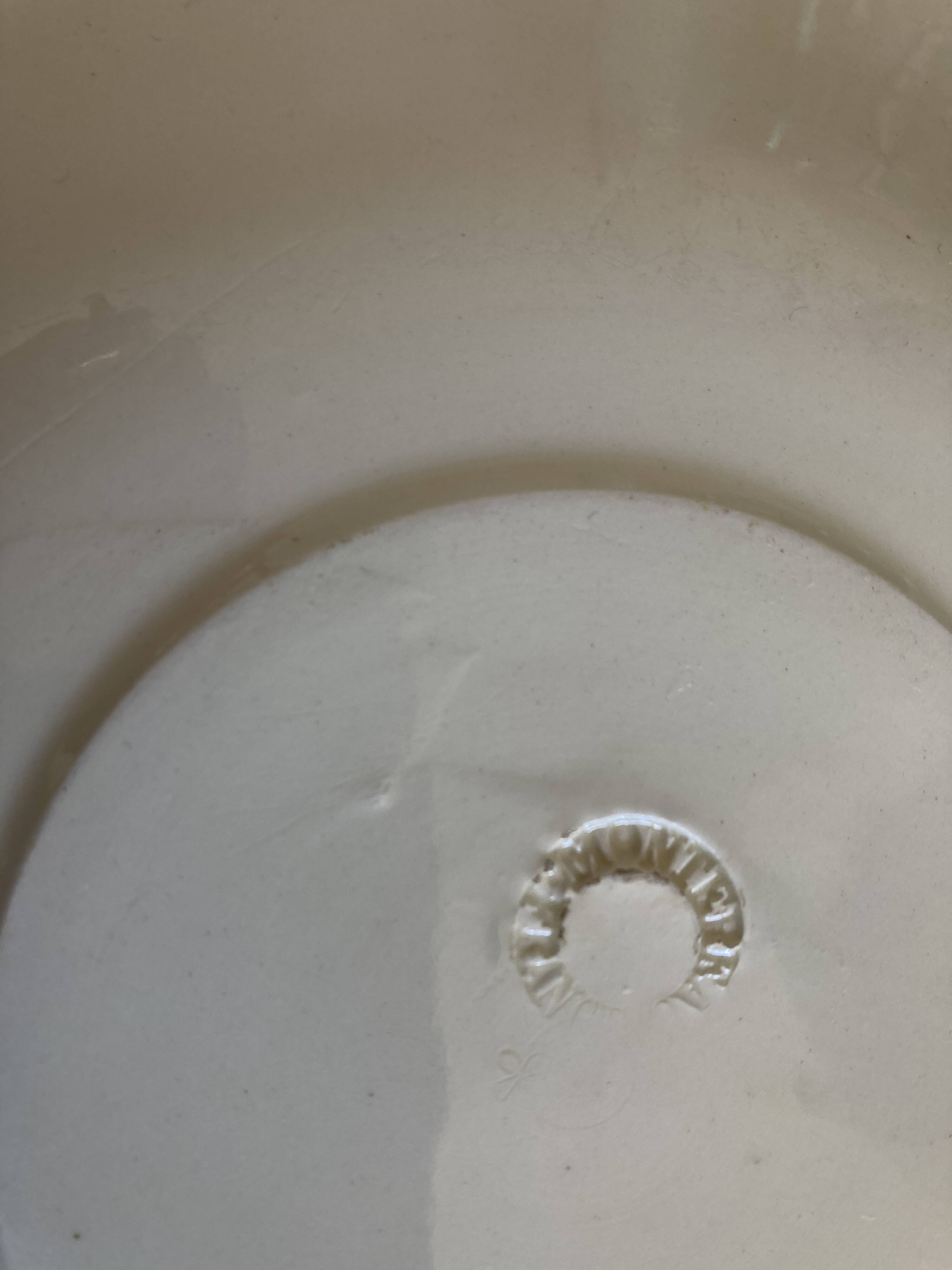 Set of 4 octagonal pearl plates Creil & Montereau 19th