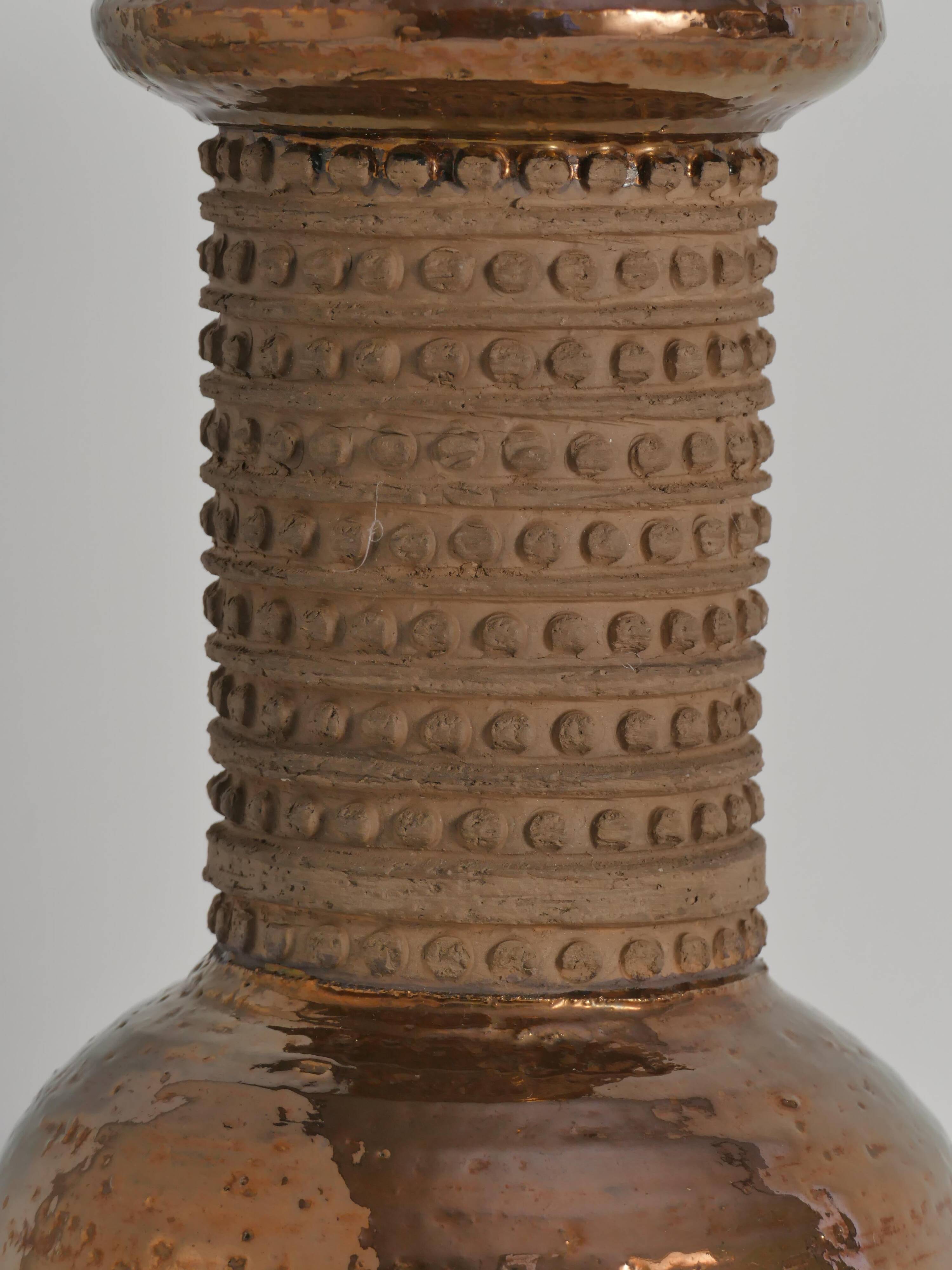 Mid-century Modern Copper-hued Ceramic Table Lamp by Bitossi for Bergboms, 1970s