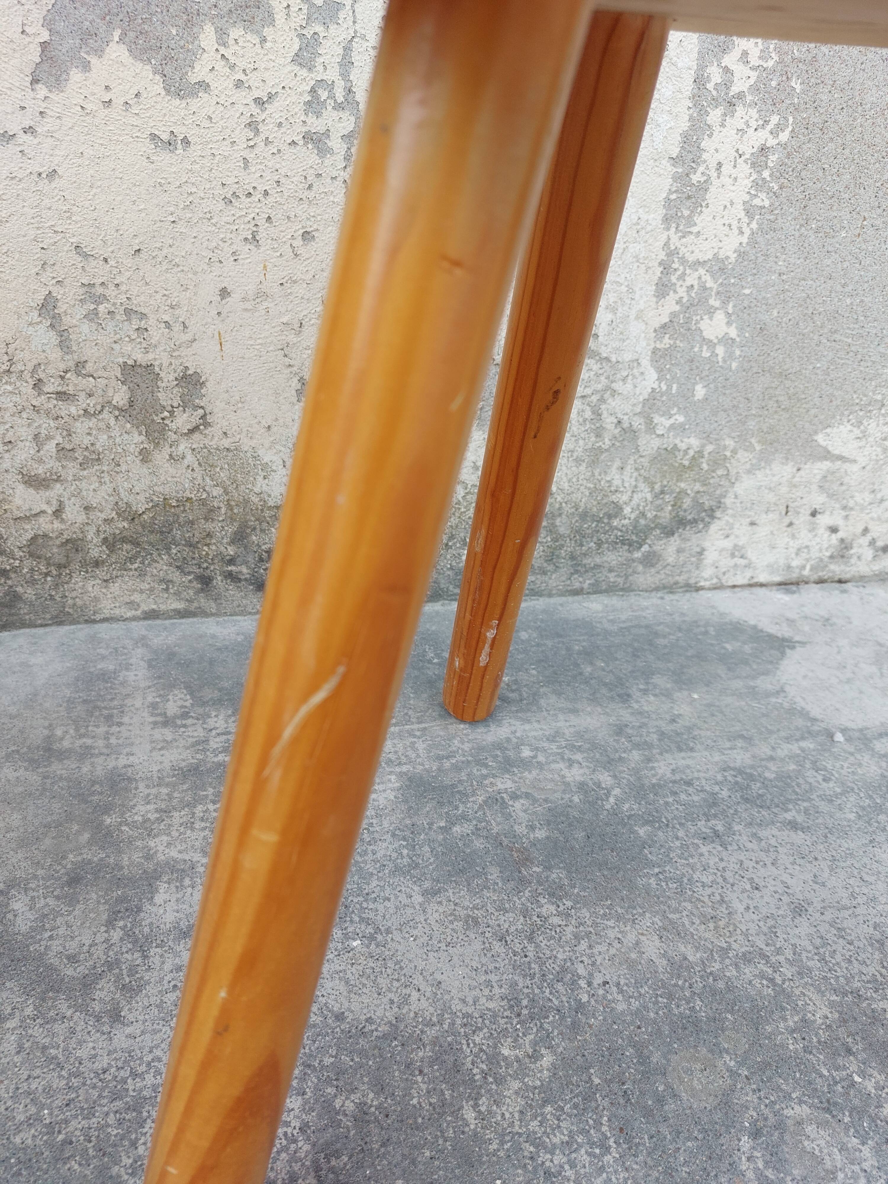 Pair of vintage pine tripod stools