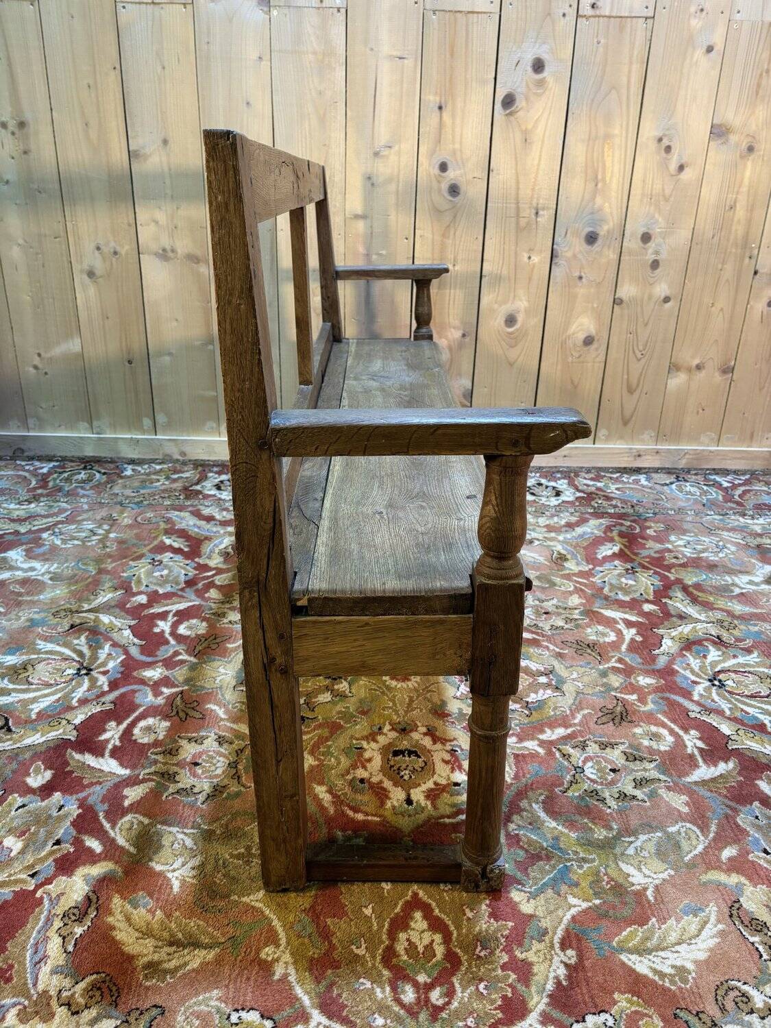 Antique wooden bench – Rustic work – 19th / early 20th century