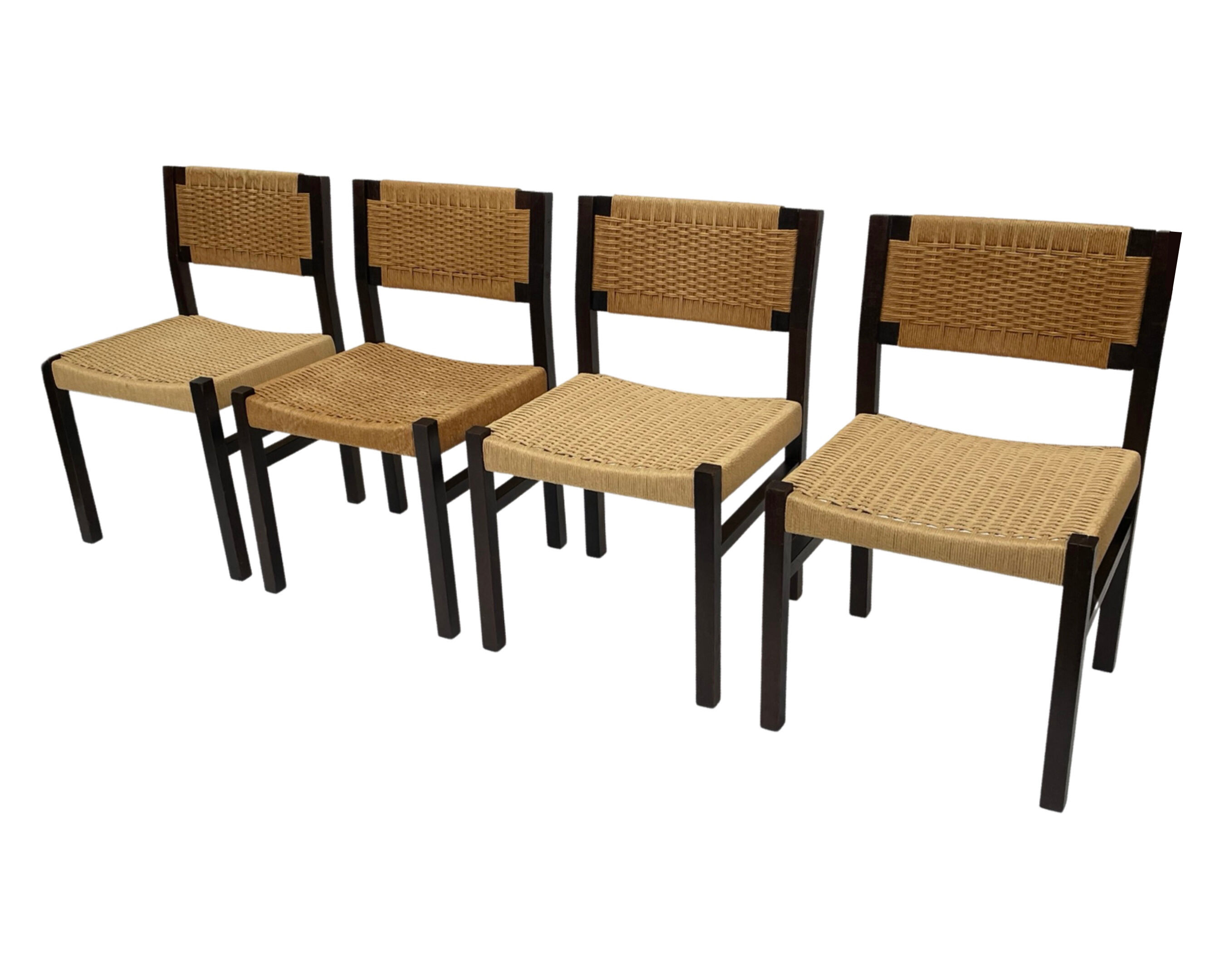 Vintage dining room chairs with papercord seat / 1970 design