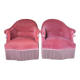Pair of toad armchairs style Napoleon III pink velvet