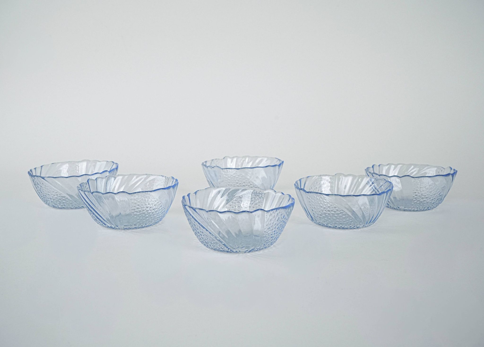 Set of glass bowls, Italian design, 1970s, made in Italy