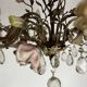 Lustre à décor de Fleurs en Porcelaine et pampilles
