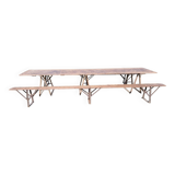 Large 400 cm harvest table and 2 benches 1960
