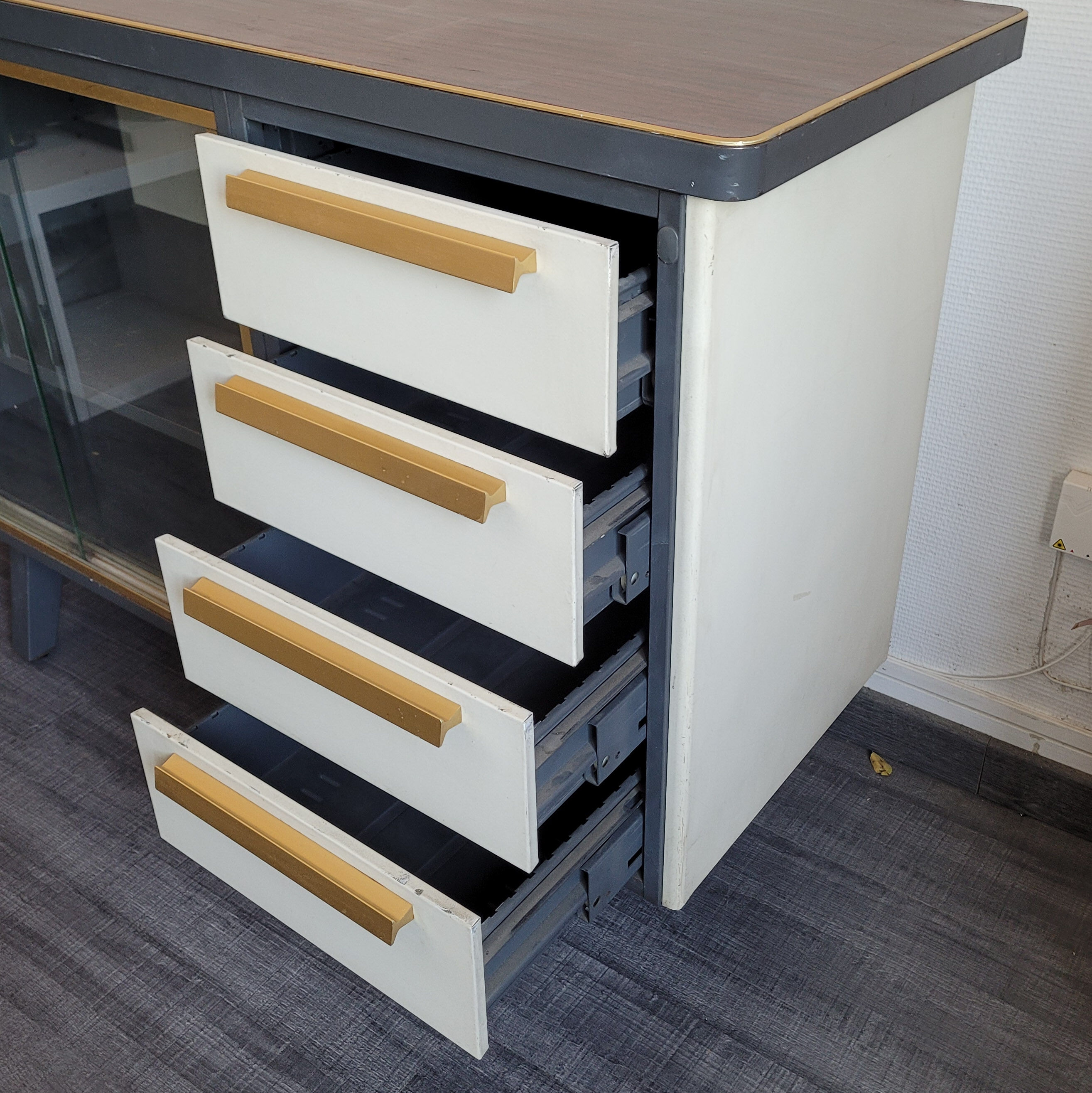 Steel sideboard in a Strafor row around 1960