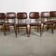 Suite de 6 chaise bois skaï marron brus vintage année 50 - 60
