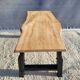 Bicolour coffee table in solid oak with 19th-century legs • Unique piece "Raw"