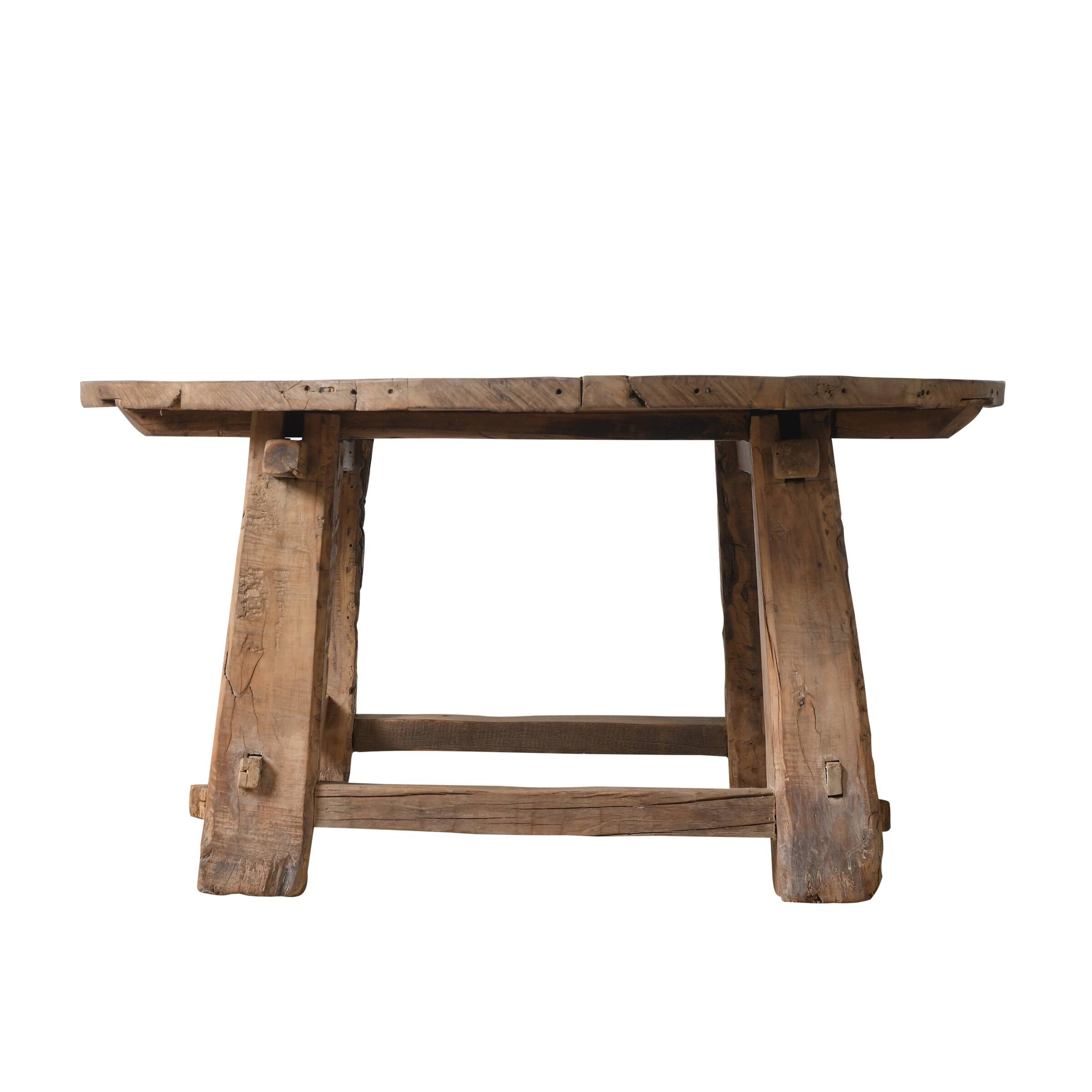 Xianping - Antique round coffee table in solid elm no. 3