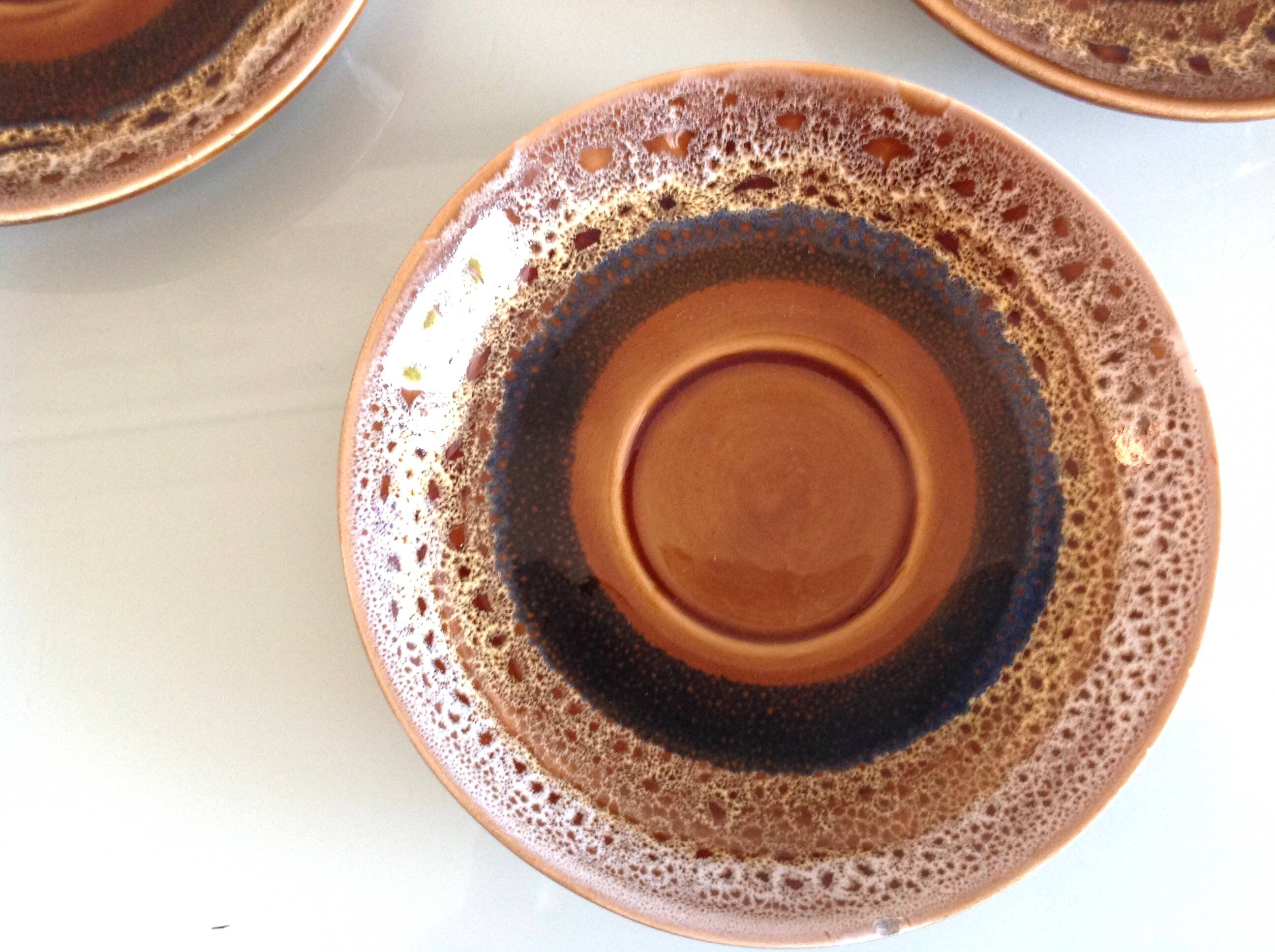 Hawaiian decor coffee service from the Sarreguemines faience factories / vintage 60s-70s