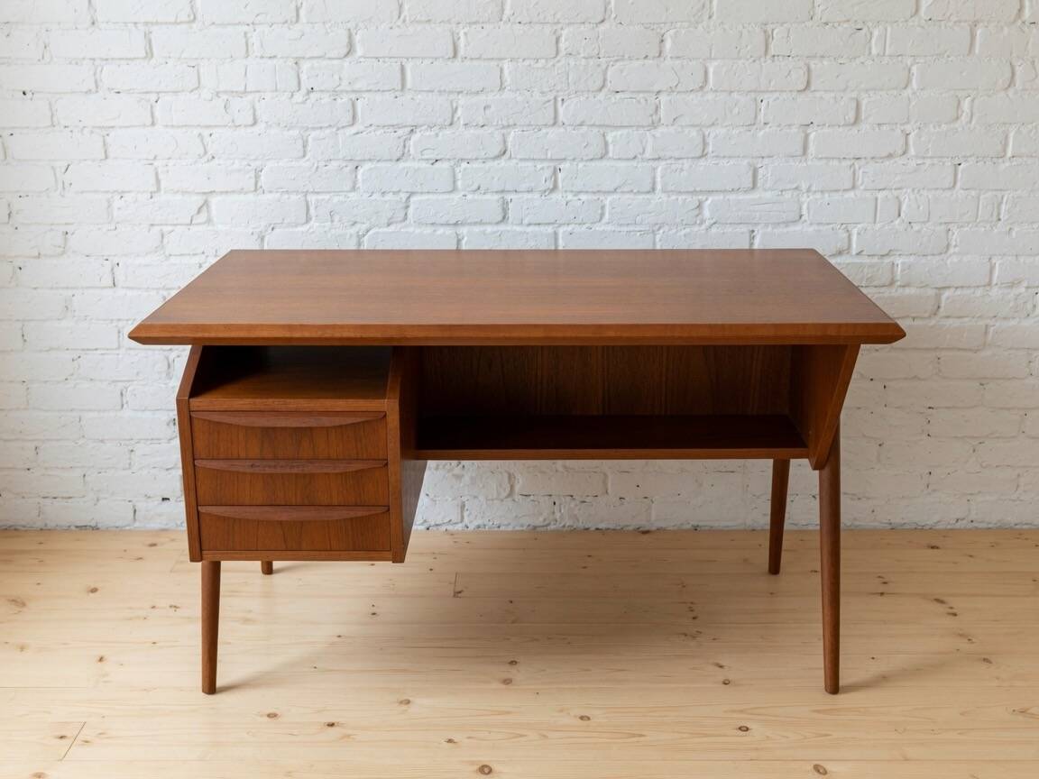 Gunnar Nielsen Teak Desk for Tibergaard, 1960s.