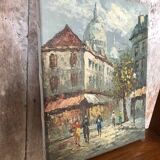 Ancien tableau caroline burnett vue paris sacré cœur huile sur toile