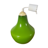 Luminaire suspension vintage années 70 en forme de poire verte