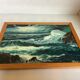 Marine painting of a rough sea, oil on canvas, signed.