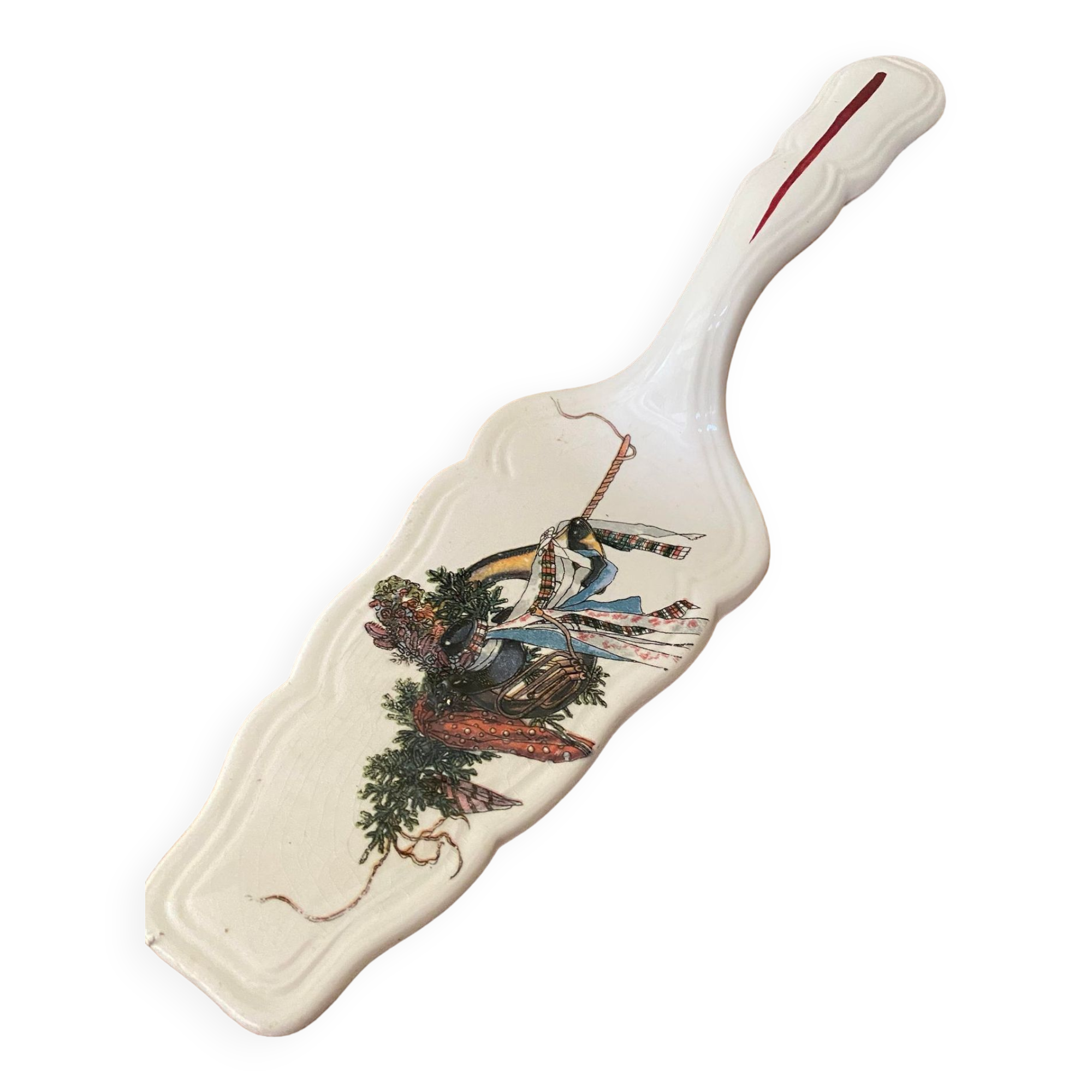 Faience pie or cake shovel from Sarreguemines Obernai Alsatian décor