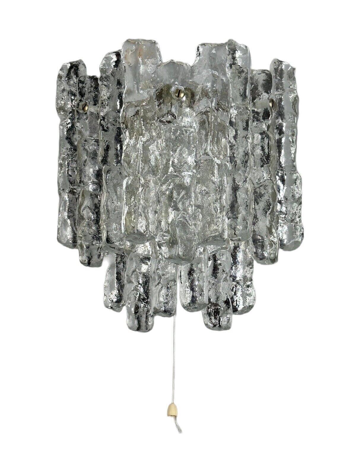 60s 70s wall lamp J.T. Kalmar Austria Ice Glass Wall Sconce Space Age