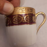 6 cups coffee mocha porcelain limoges Empire style golden frieze