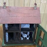 Wooden 1950s doll house with furniture