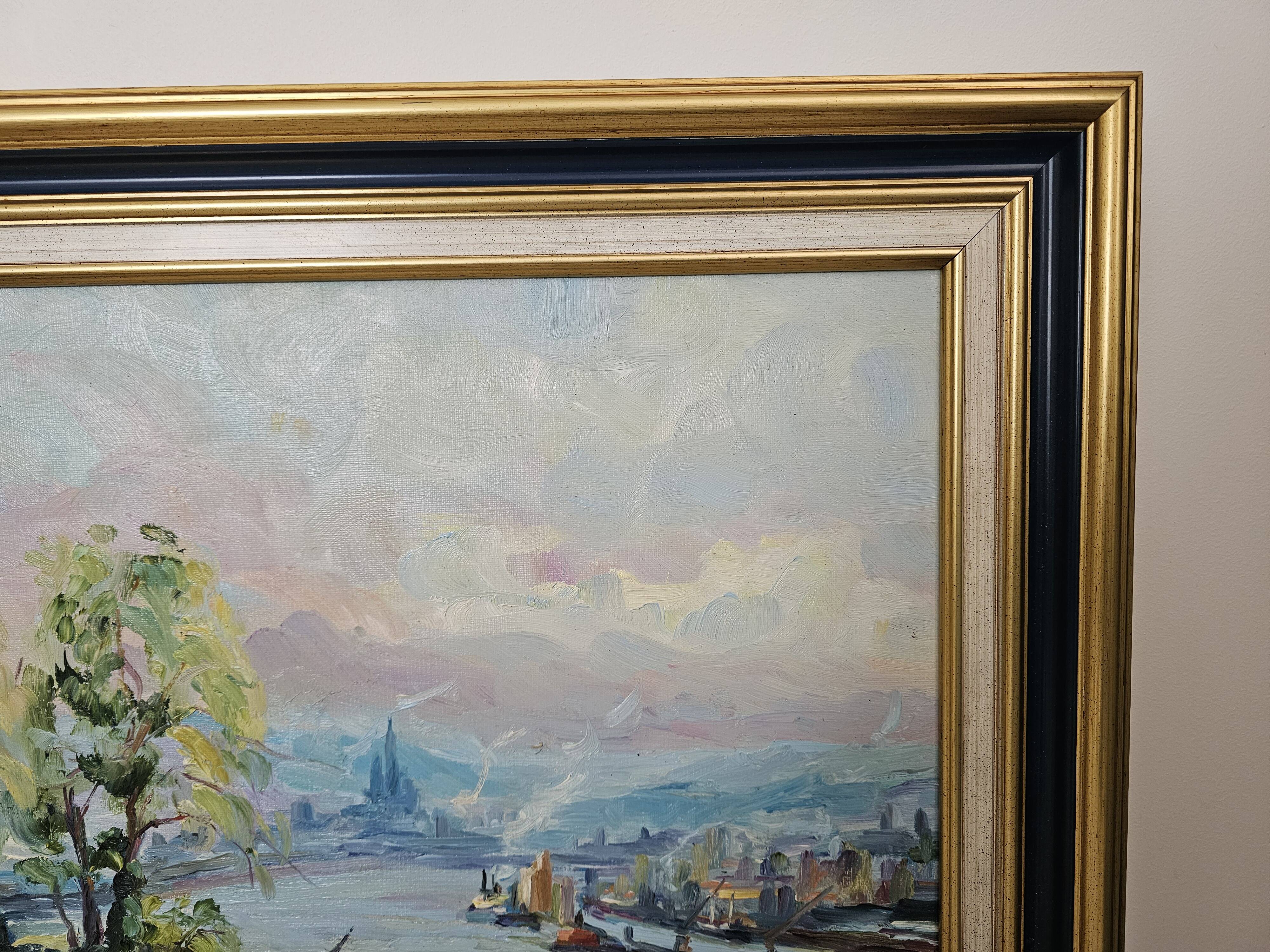 Oil painting on canvas - Normandy - Duclair signed Yves Bouffigny 1997