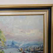 Tableau Huile sur toile - La normandie - Duclair signé Yves Bouffigny 1997