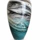 Blown glass vase - Blue, grey and black marbled - Contemporary design