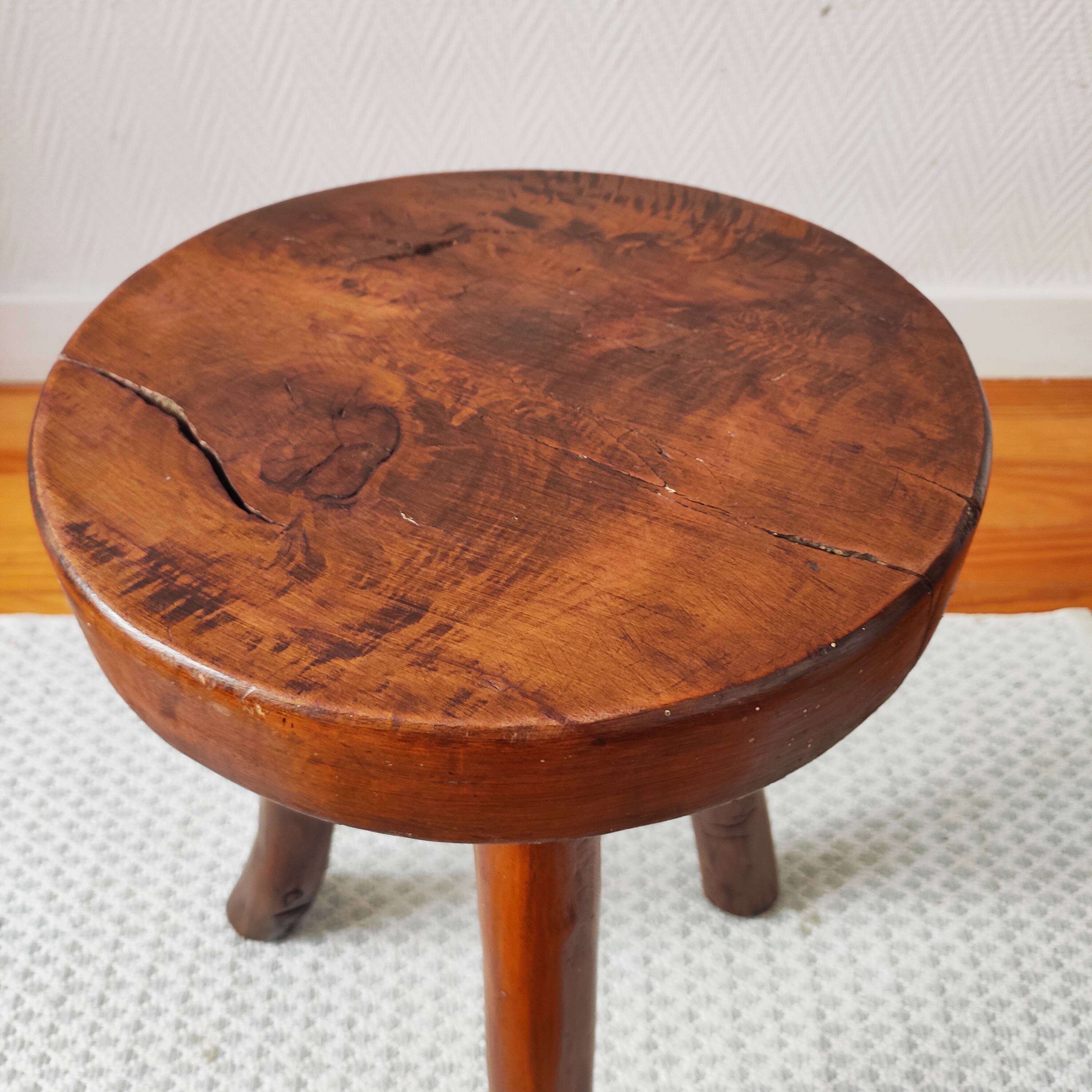 Antique Brutalist Tripod Stool