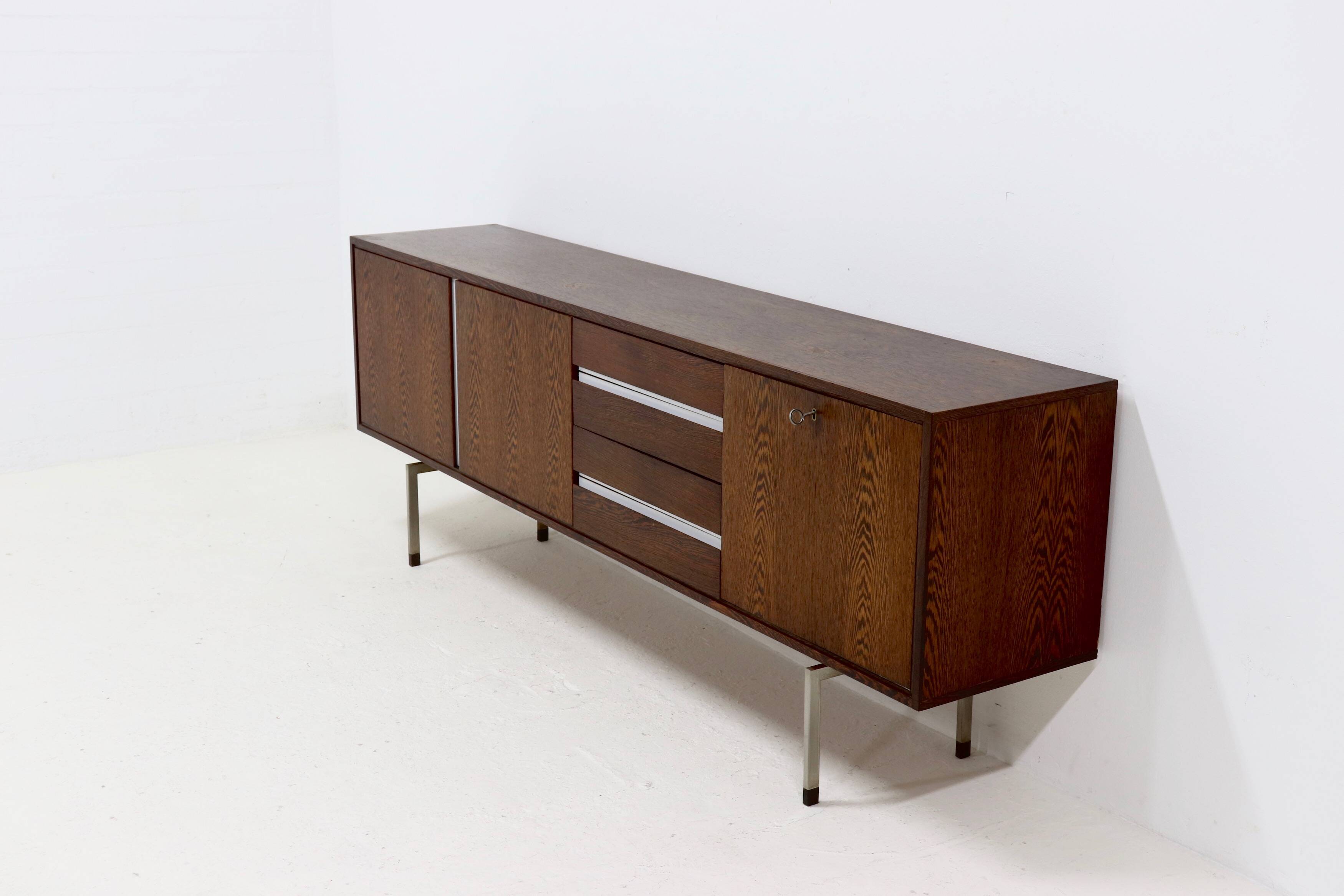 Dutch Minimalist Wenge Wooden Sideboard by Tijsseling 1970s