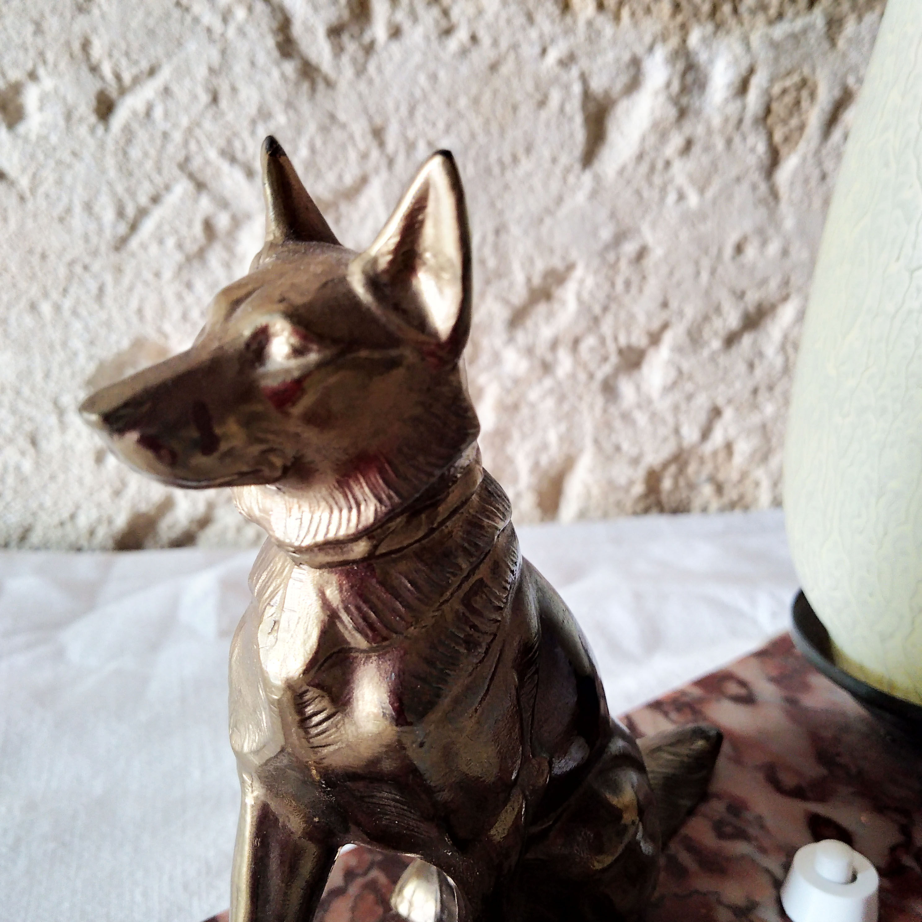 Art deco dog bedside lamp