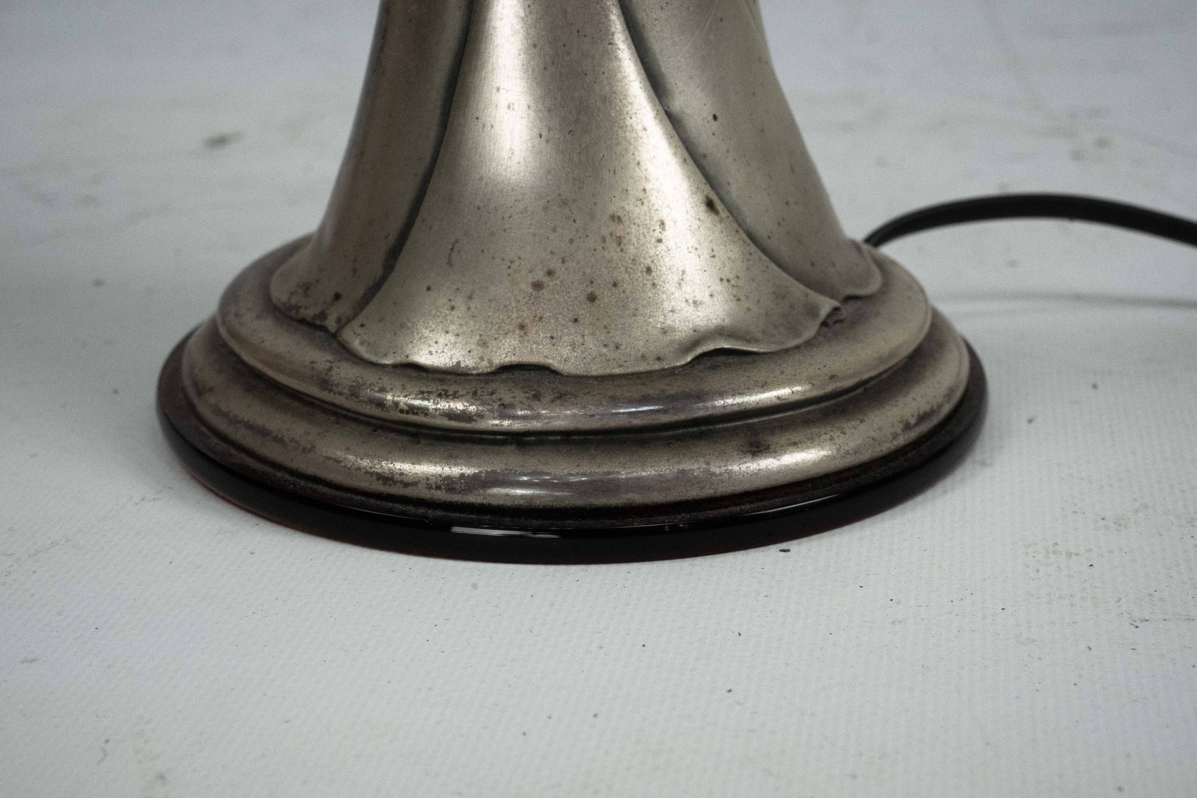 Silver Vermeil Figural Table Lamp with Opaline Glass. Italy 1960s