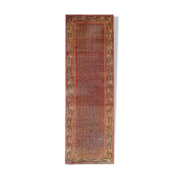 Traditional Persian Runner Rug Handwoven Oriental Blue Wool Persian Carpet 100x307cm