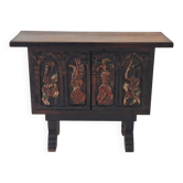 Artes de México Spanish colonial carved painted console / sideboard, 1940s
