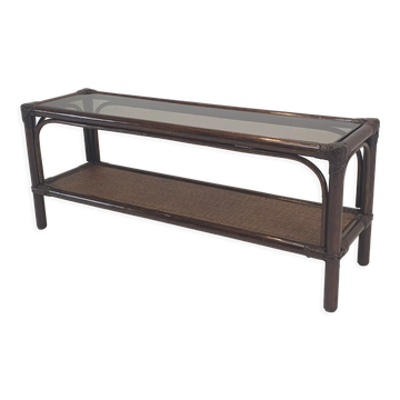 Italian Bamboo and Rattan Coffee Table, 1980s