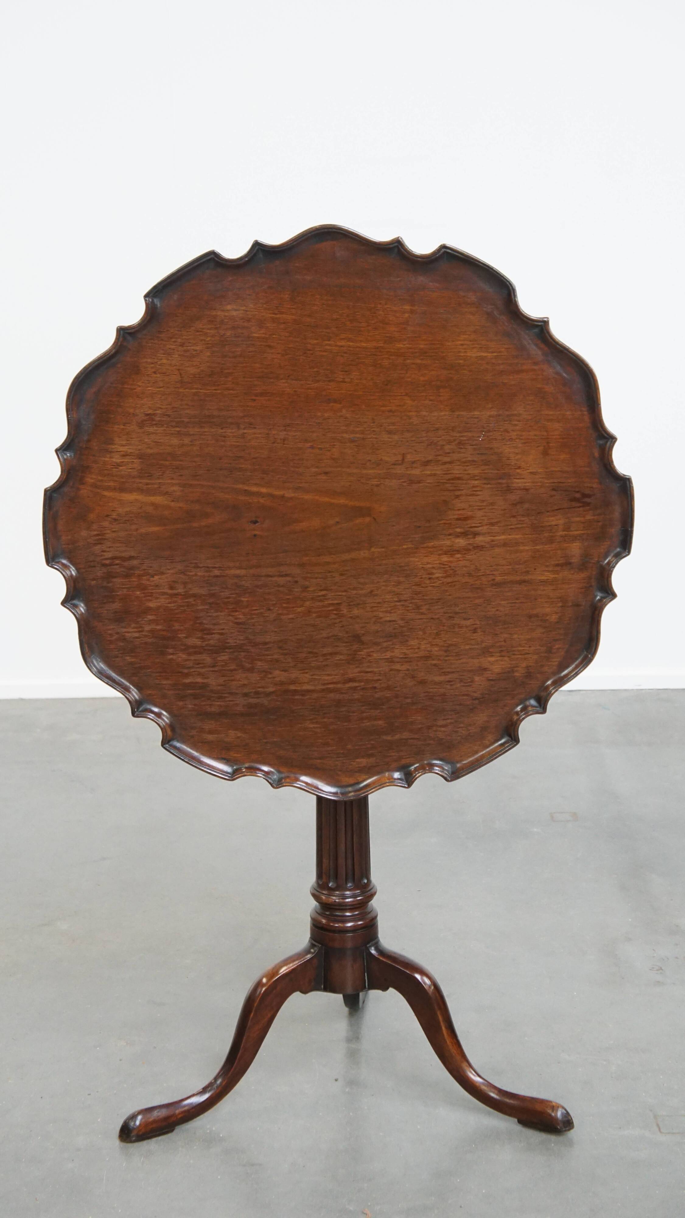 Antique 19th-Century English Wine/Tilt-Top Table with One-Piece Top